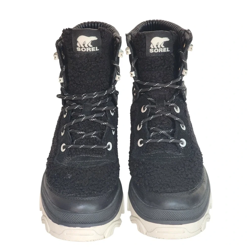 Sorel Brex Waterproof Winter Snow Boots Black Faux Shearling NL4812-010 Womens 8